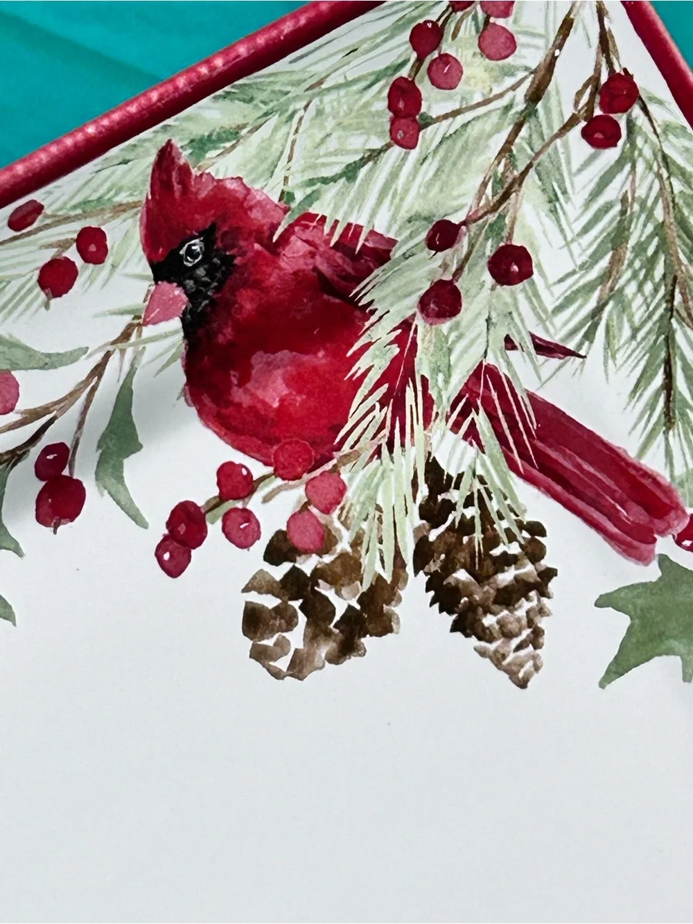North Pole Trading Co Holly Berry Cardinal Ceramic Serving Platter Tray 14x8 NEW